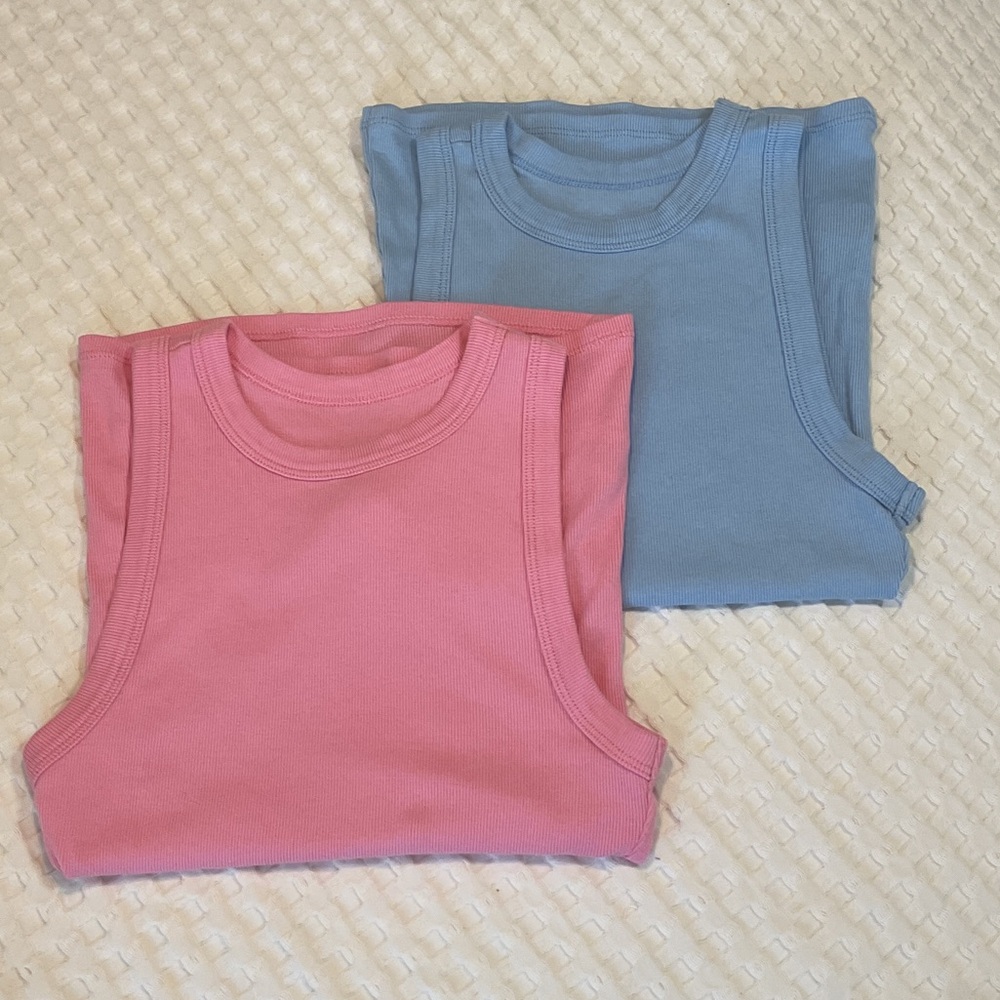 Set of 2 Pastel Women’s Tank tops in Pink + Blue